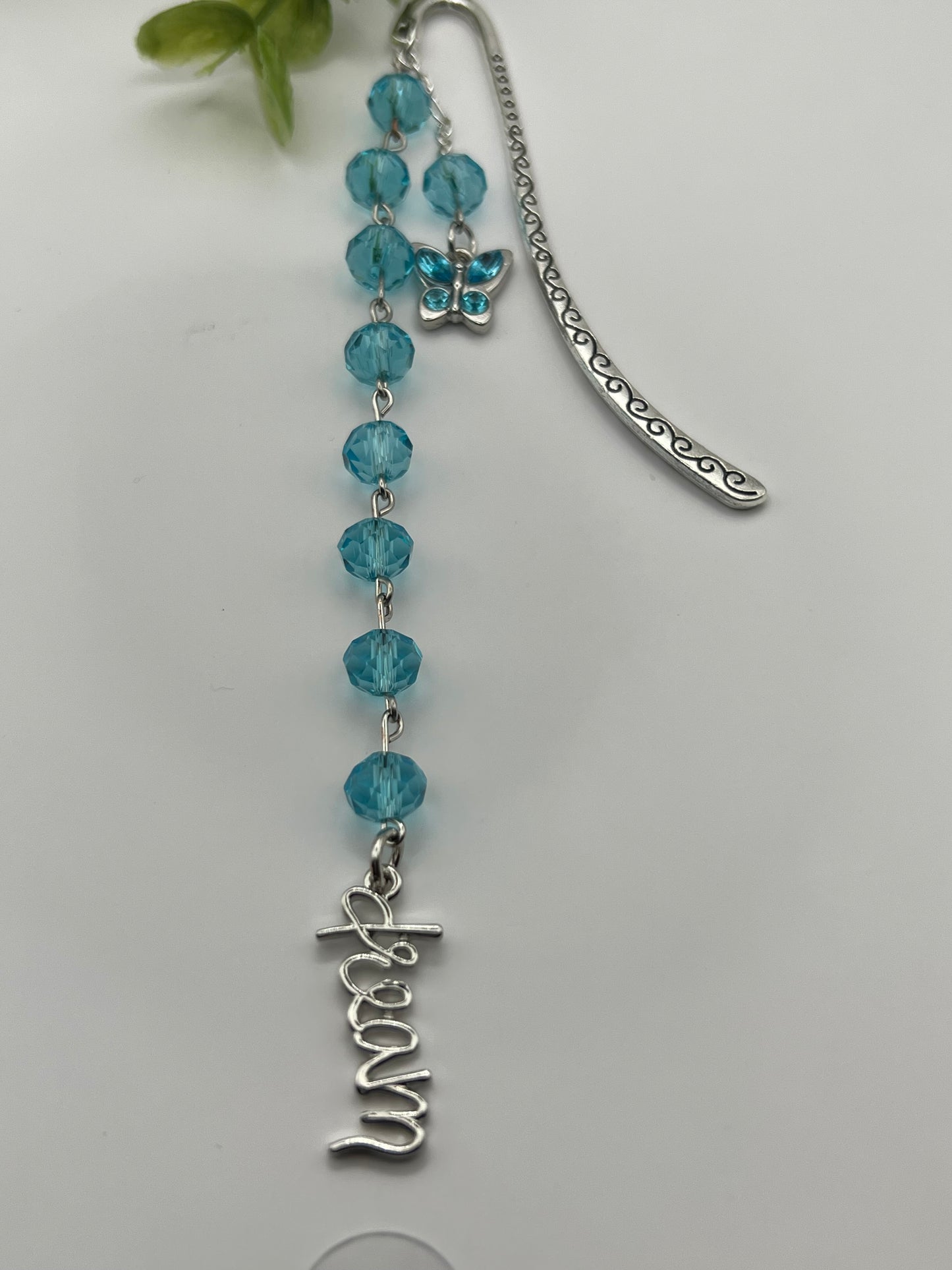 Turquoise “dream “butterfly beaded bookmark