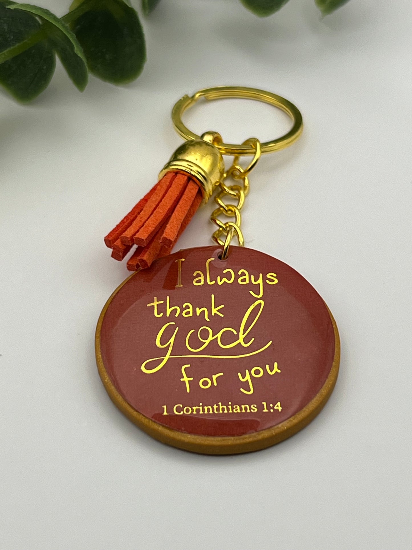 Burnt orange Inspirational keychain