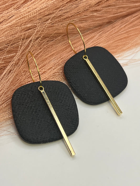 Black square hooped dangles