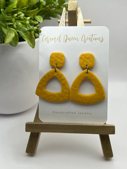 Mustard triangle polymer clay dangle