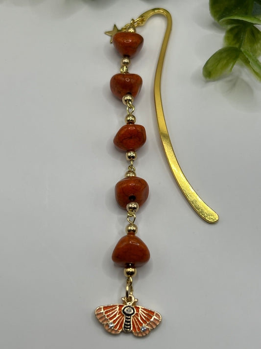 Burnt orange butterfly beaded bookmark