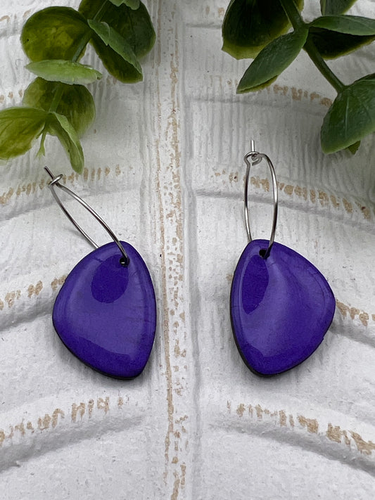 Purple dangle polymer clay earrings