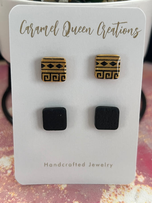 Gold and black tribal stud pack