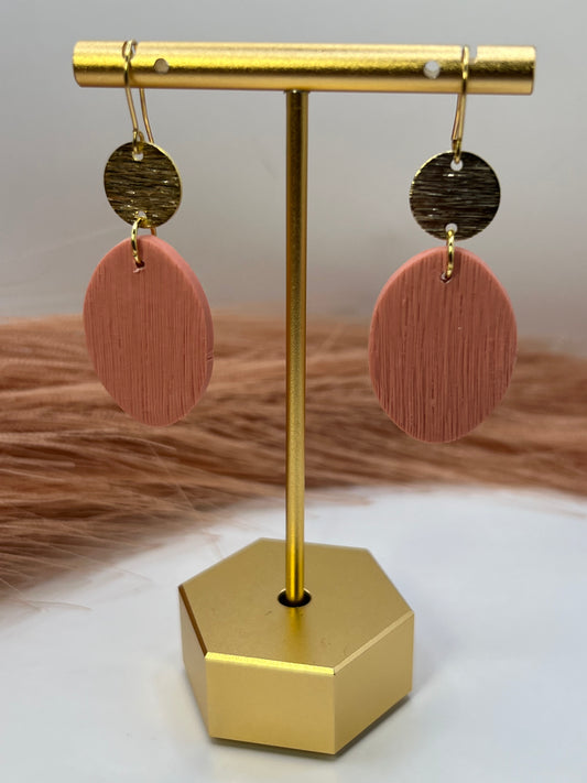 Coral oval drop dangles