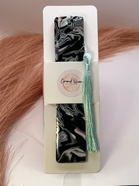 Mint green marbled bookmark