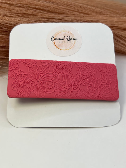 Hot pink floral hair clip