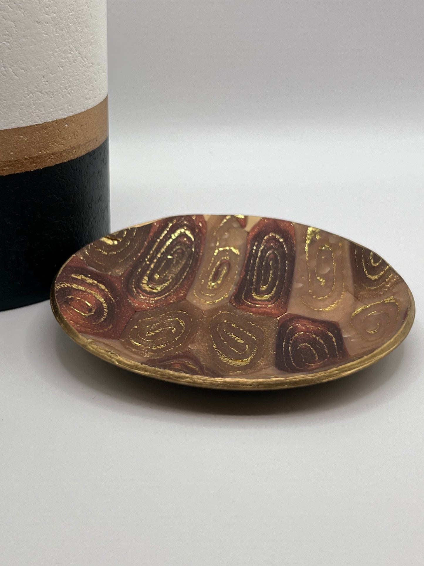 Brown tricolored gold foil trinket tray