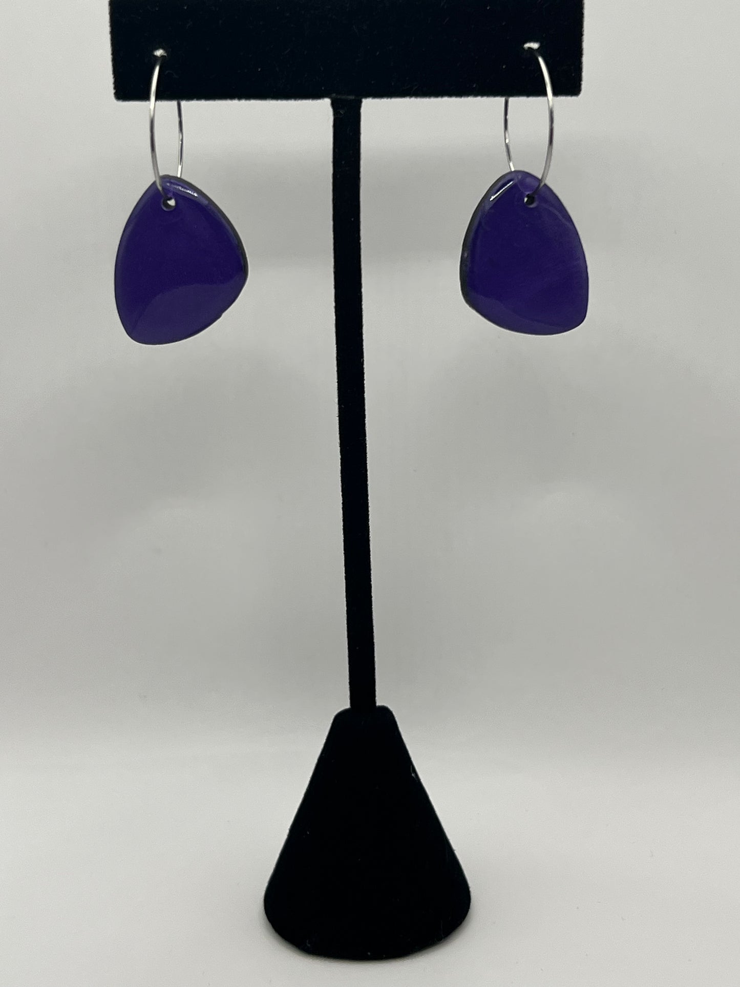 Purple dangle polymer clay earrings