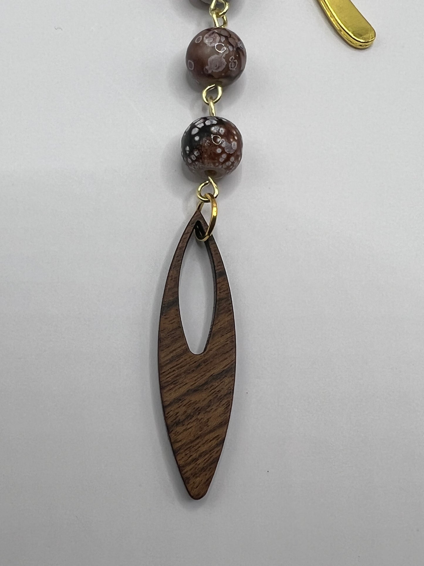 Brown and black spotted beaded bookmark