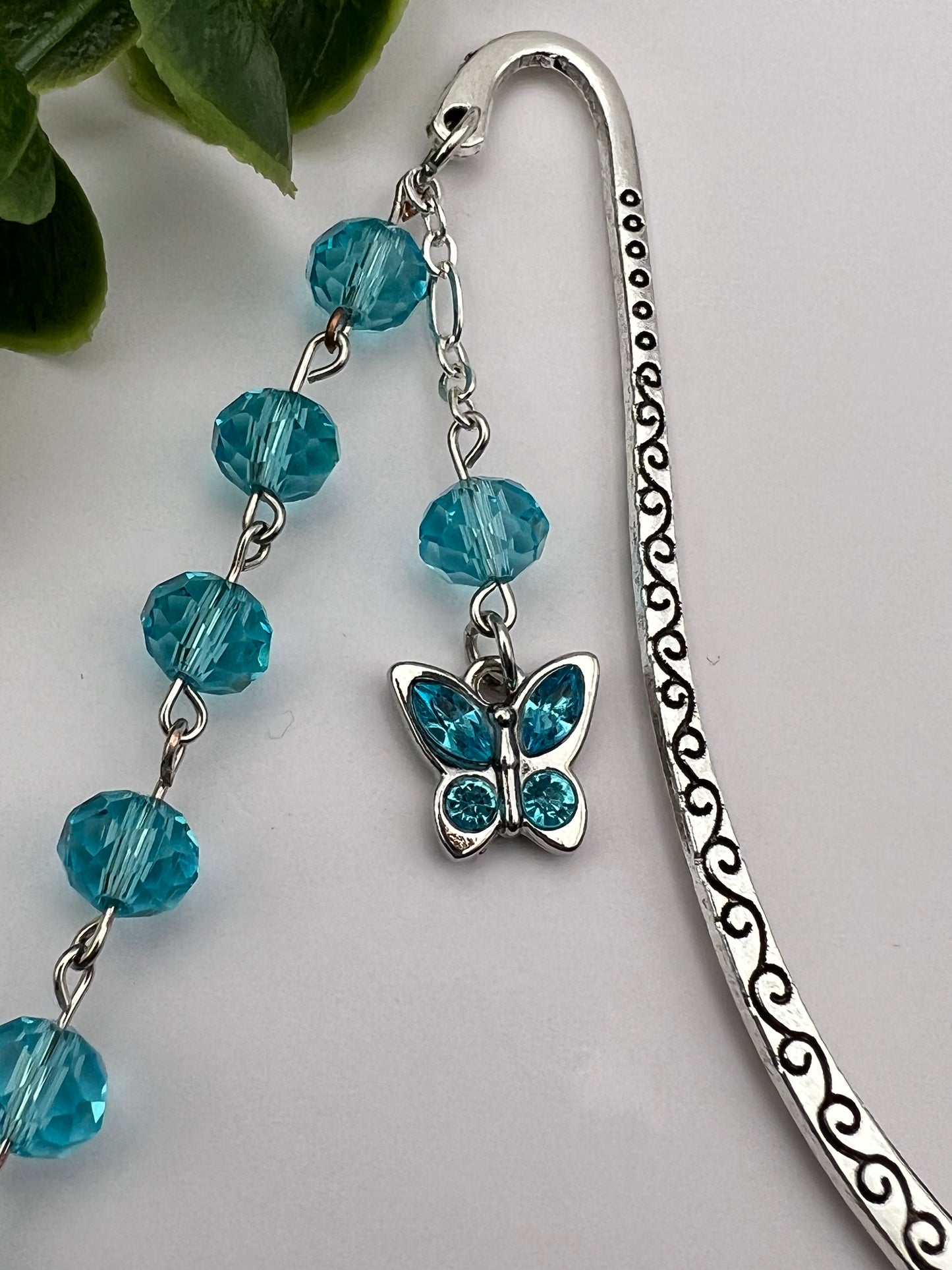 Turquoise “dream “butterfly beaded bookmark