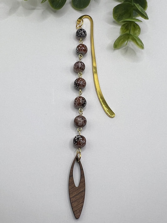 Brown and black spotted beaded bookmark