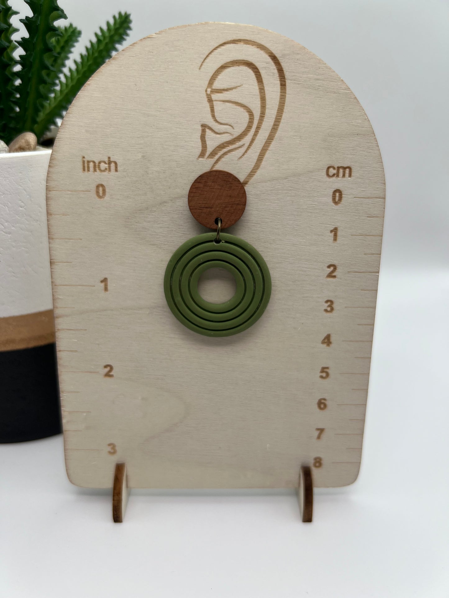 Olive green circle dangle