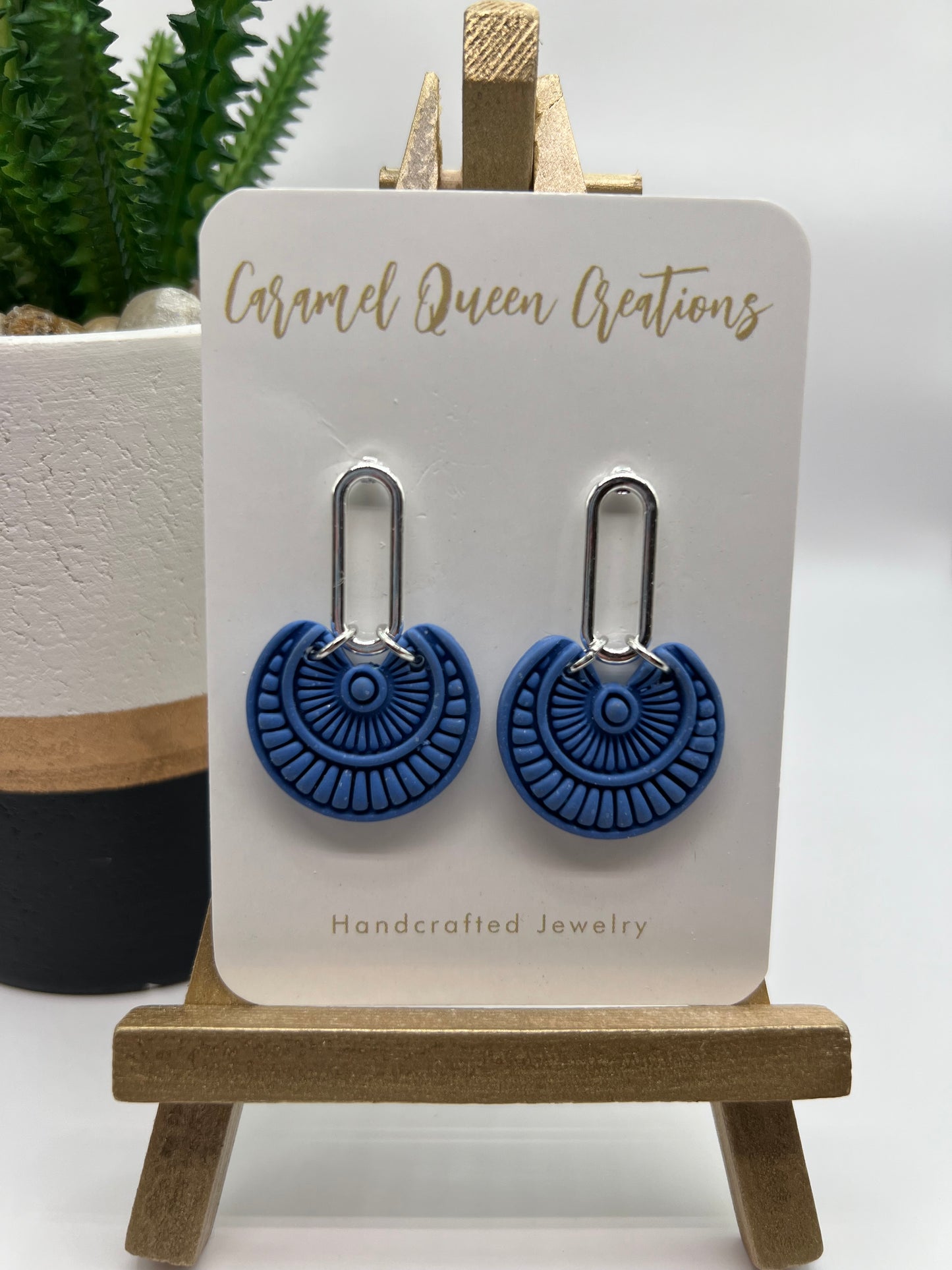 Blue "boho" dangle earrings