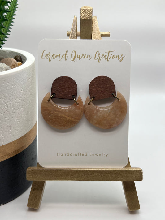 Beige polymer clay earrings