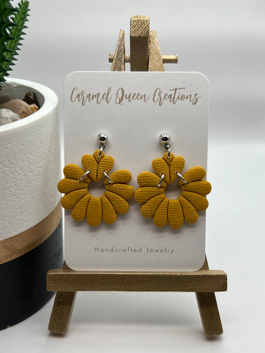 Mustard yellow polymer clay earrings