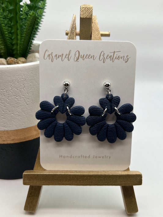 Navy blue polymer clay earrings