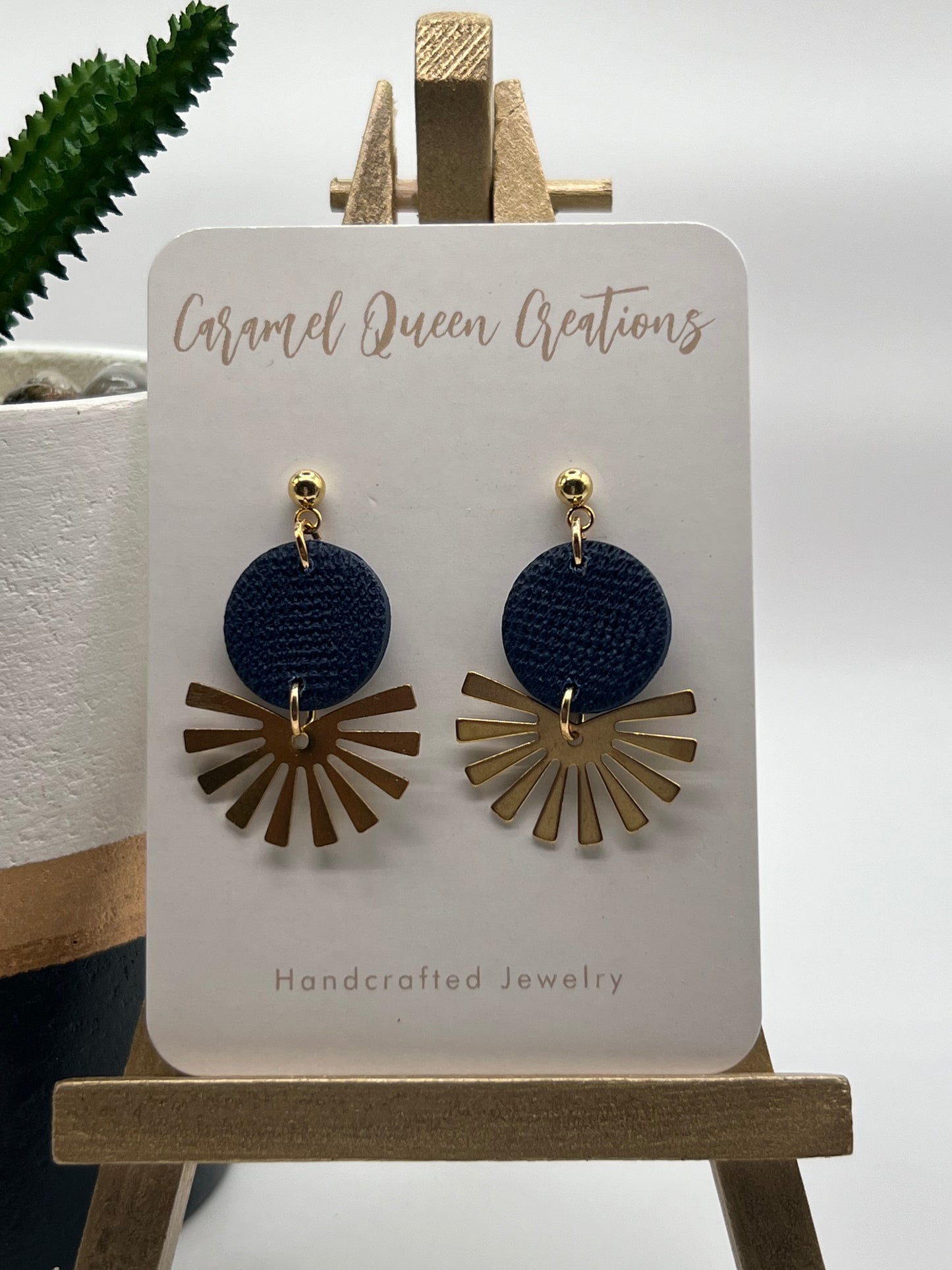 Navy blue circle dangles