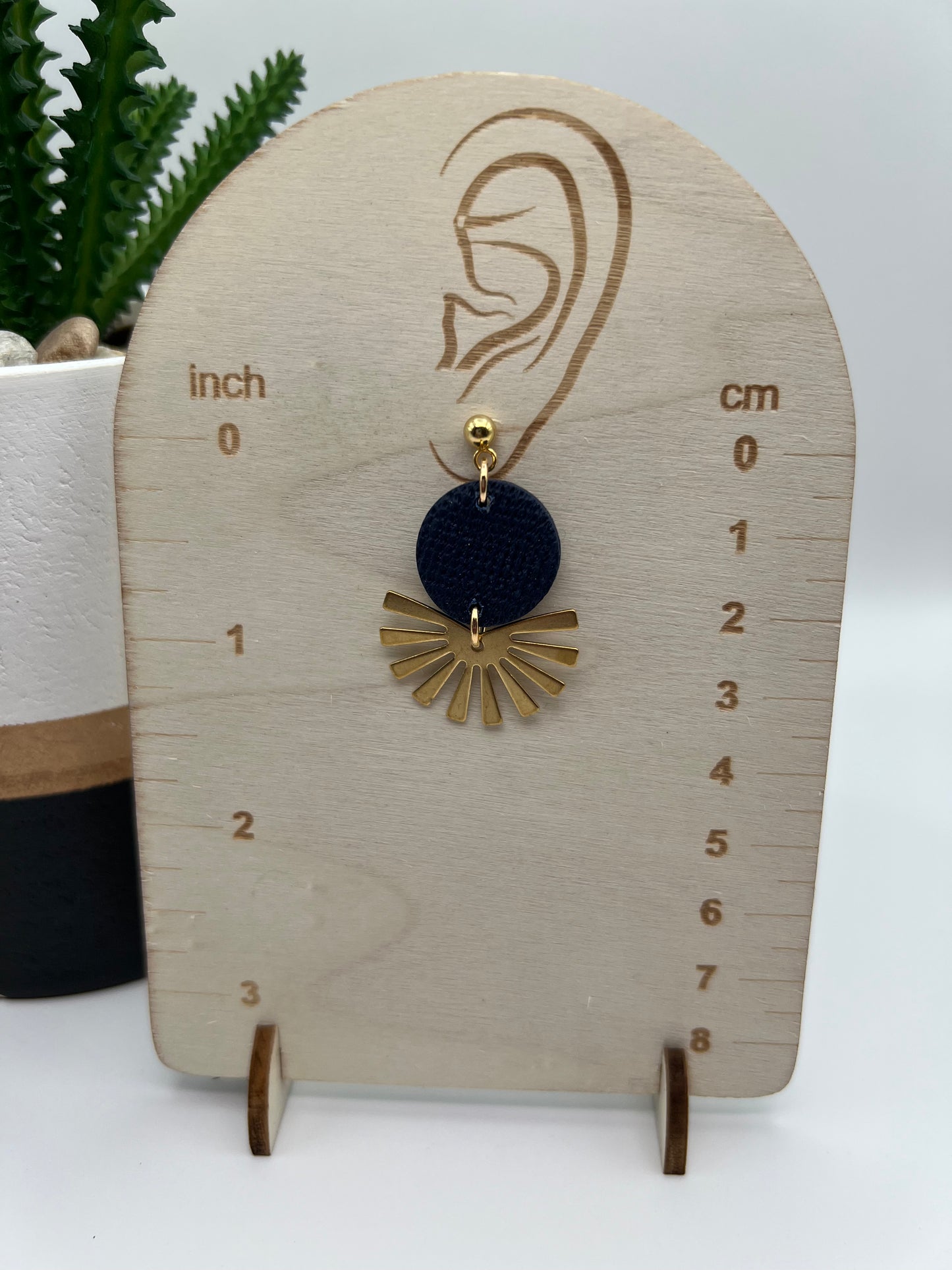 Navy blue circle dangles