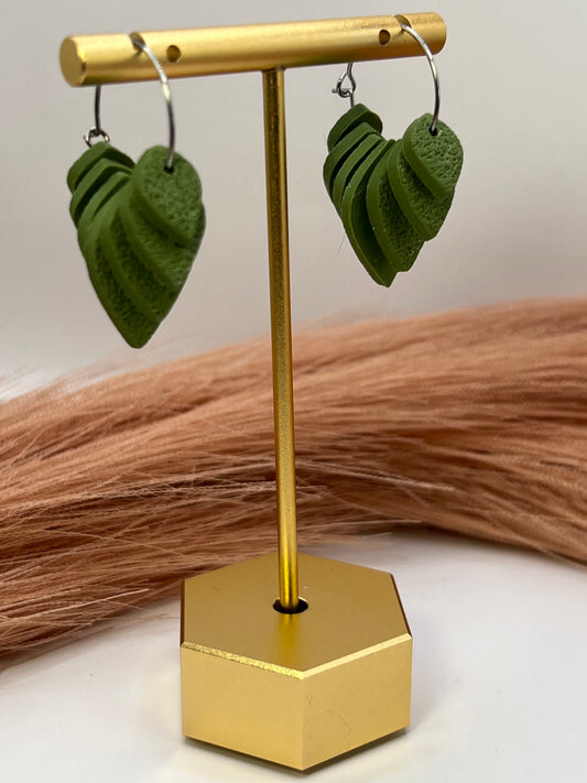 Olive layered teardrop dangles