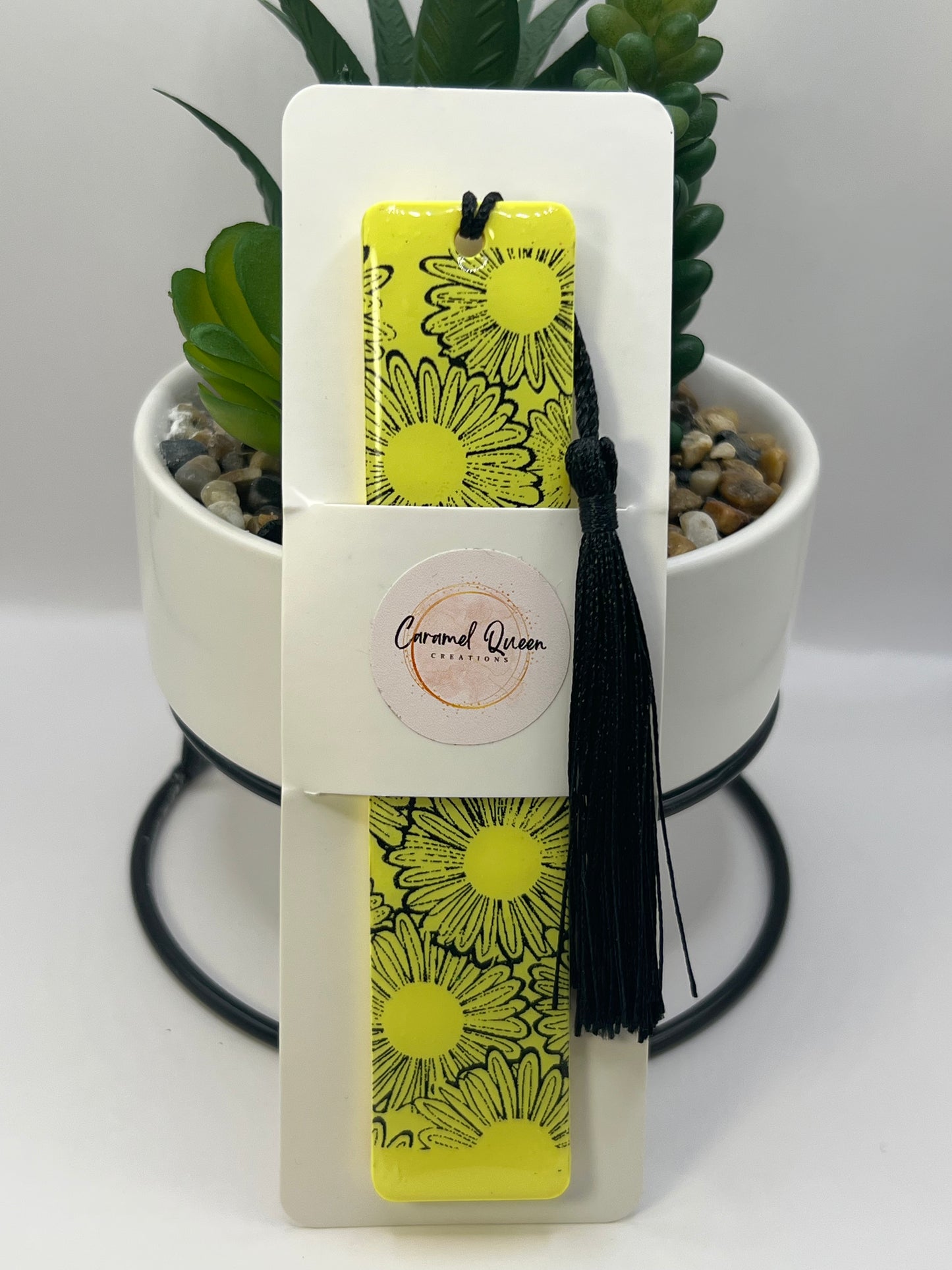 Yellow and black sunflower bookmark