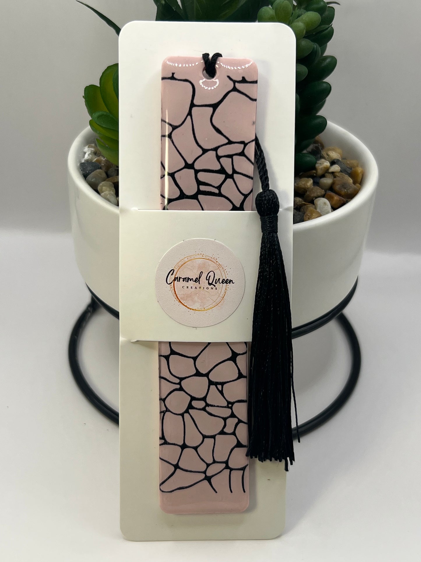 Blush pink and black bookmark