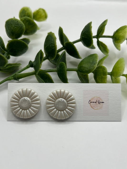 White boho pearl studs