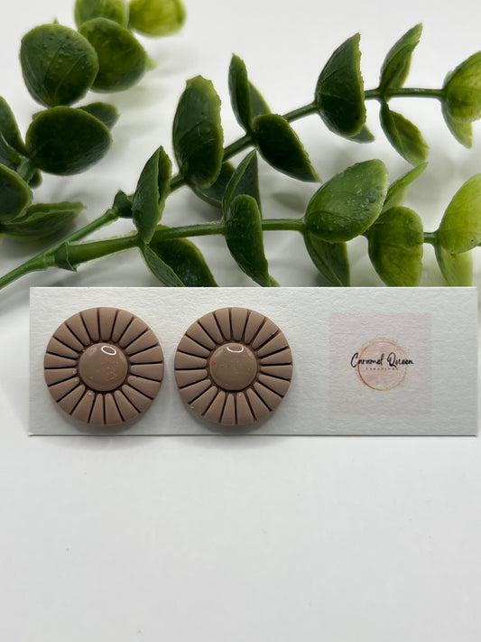 Brown boho circular studs