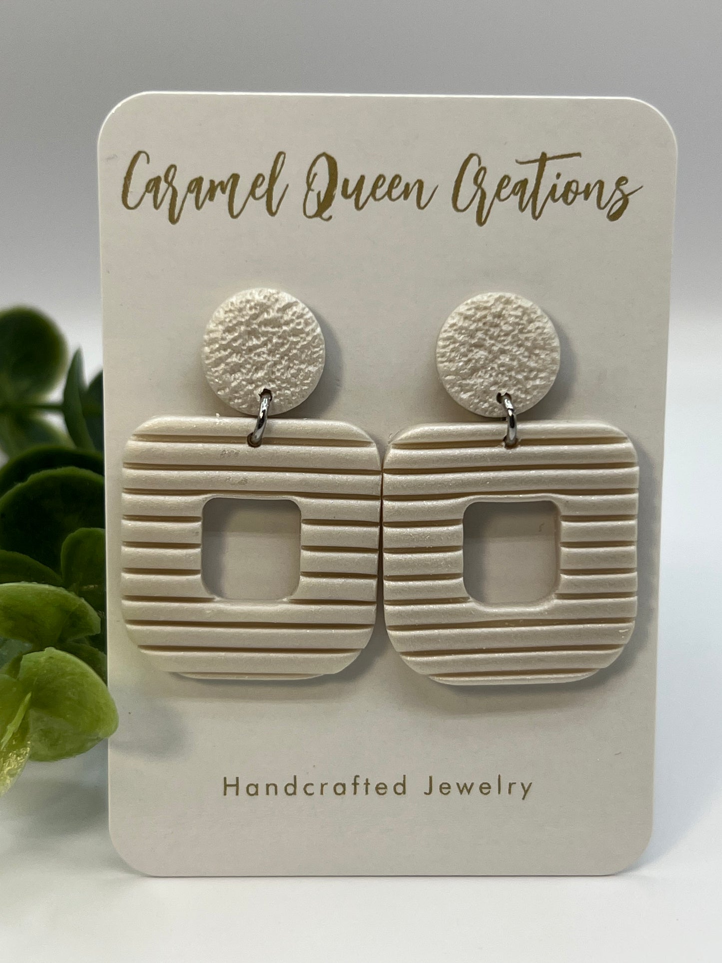 Pearl white square dangles