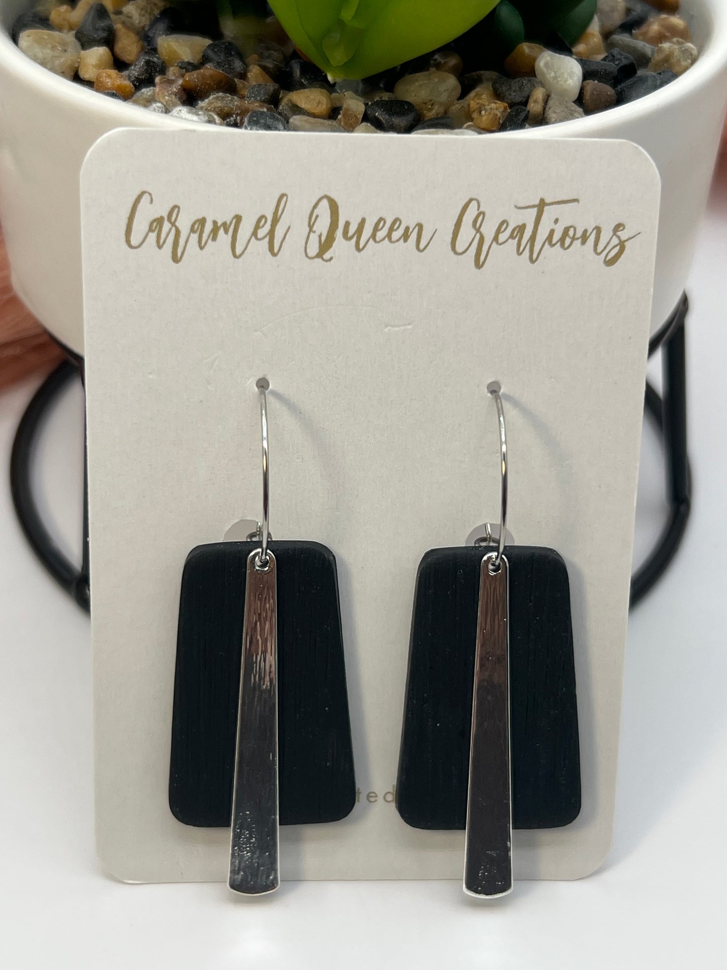Black hooped dangles