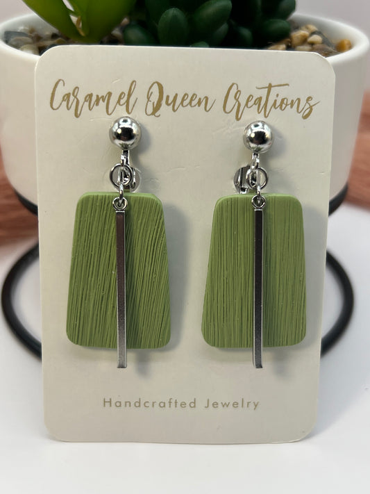 Olive green clip on dangles
