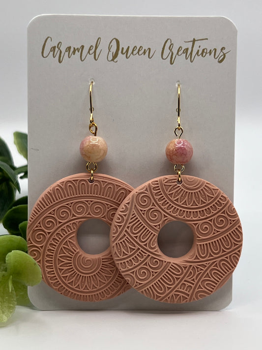 Peach circle earrings