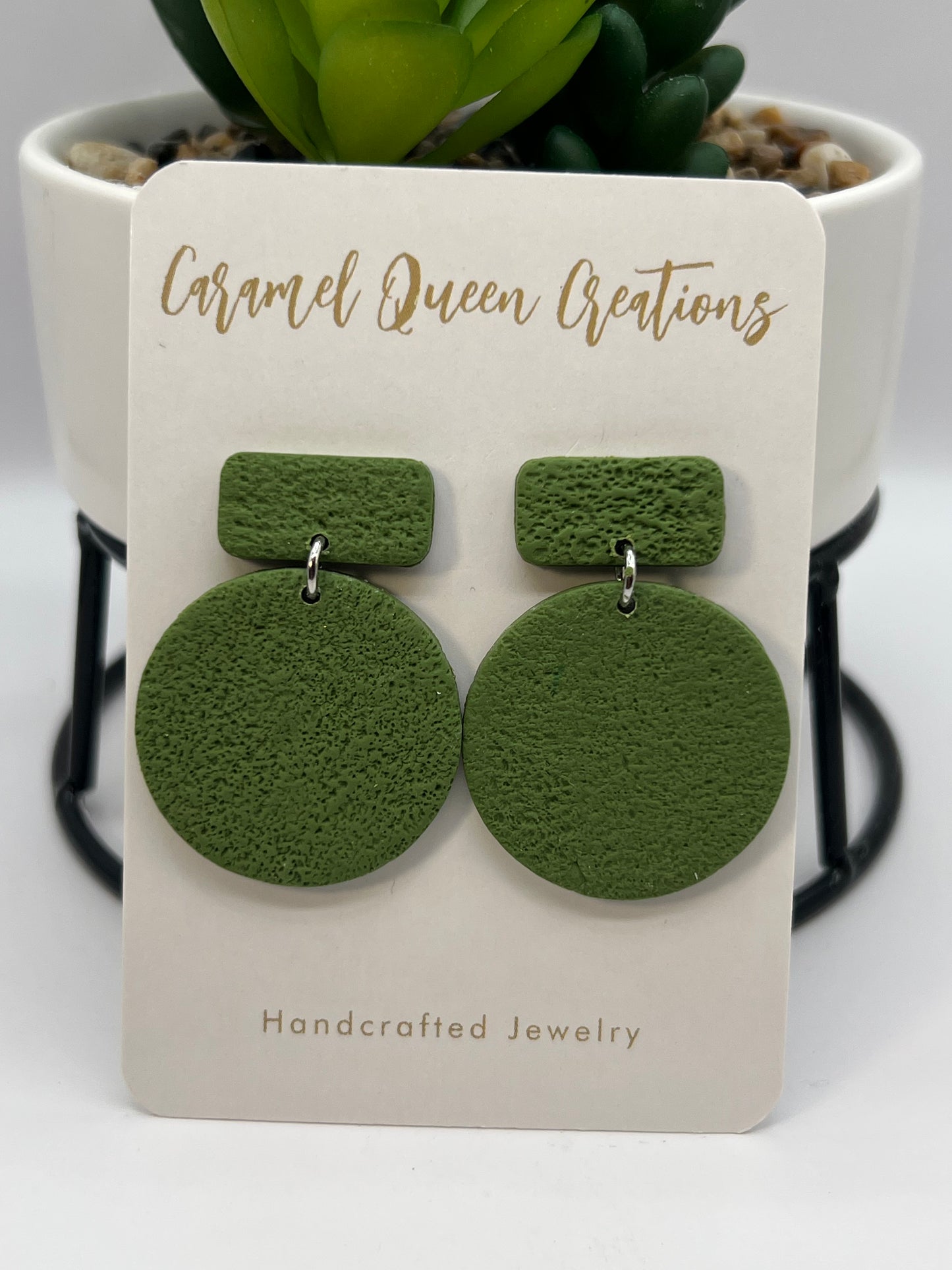 Olive green circular dangles