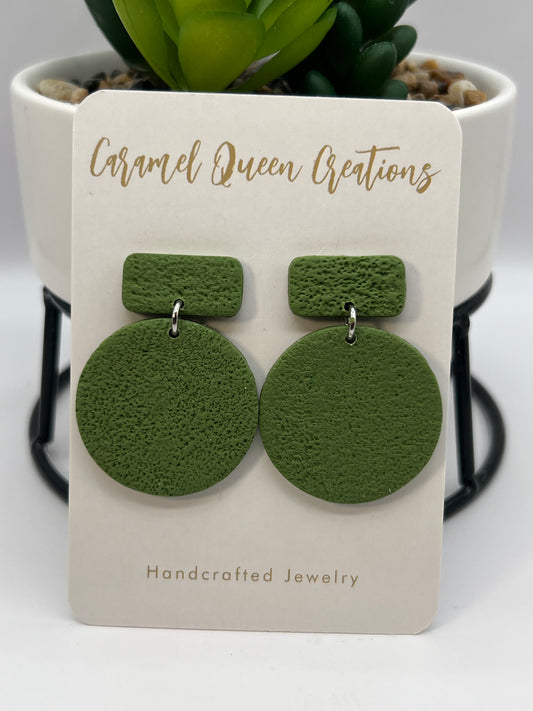 Olive green circular dangles