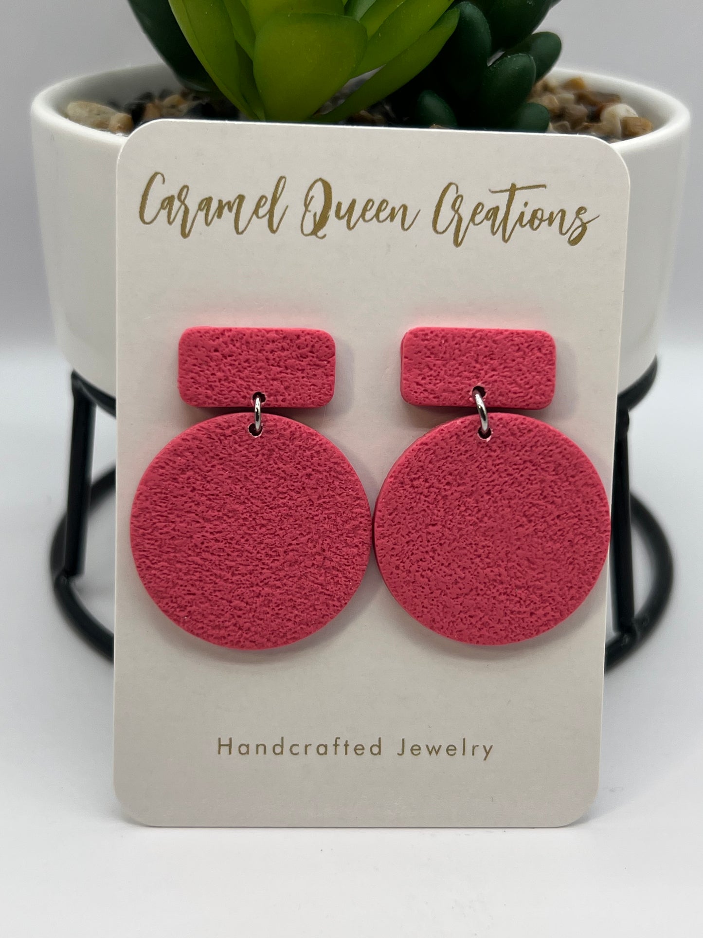 Hot pink circular dangles