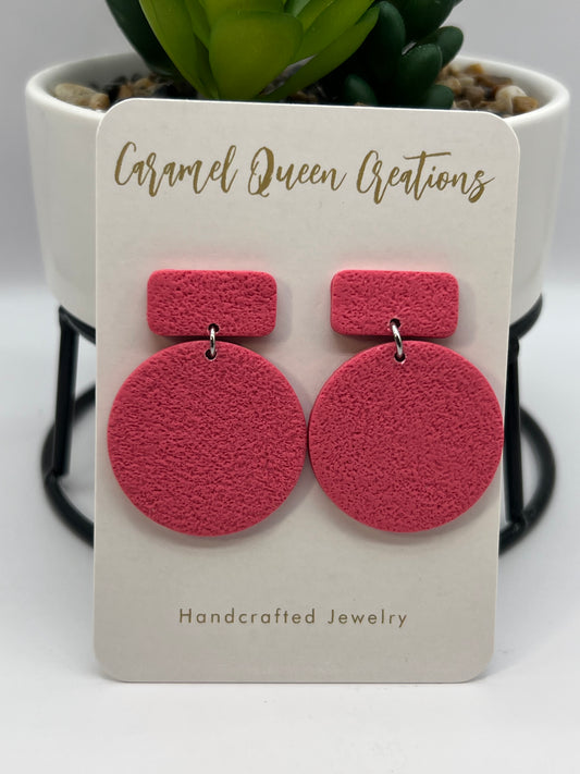 Hot pink circular dangles