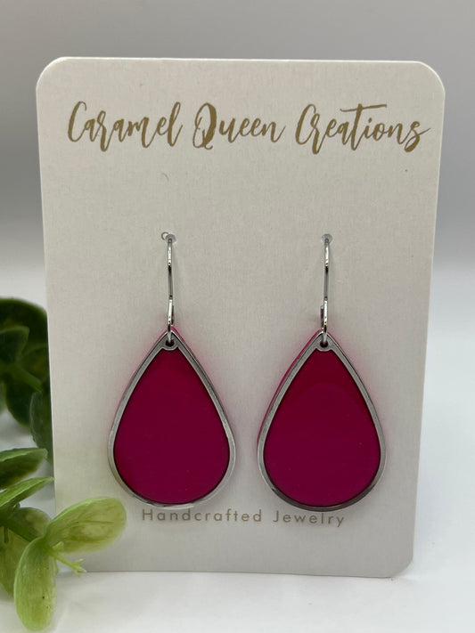 Hot pink teardrop dangle