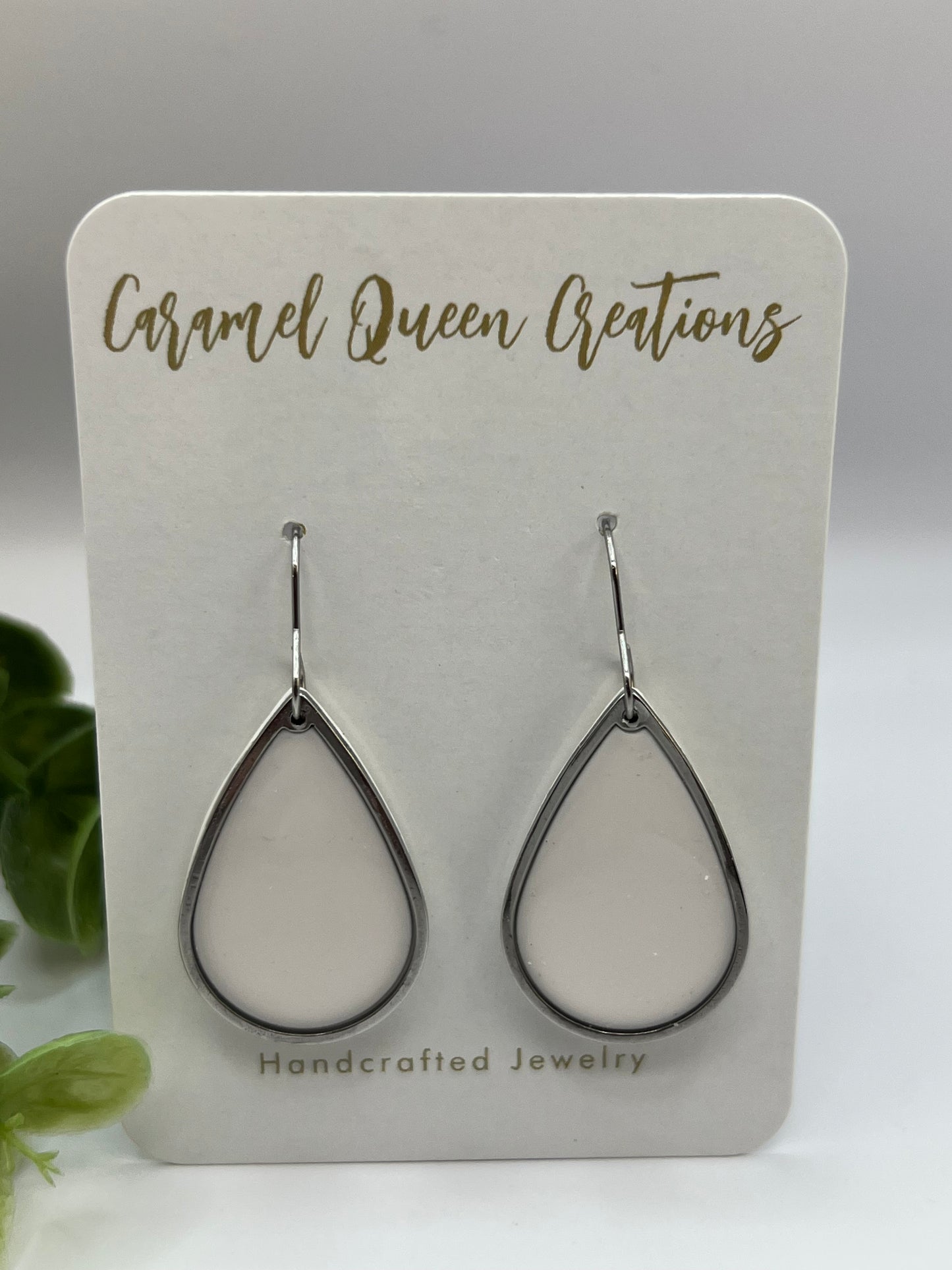 White teardrop dangles