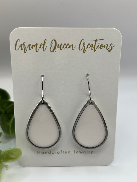 White teardrop dangles